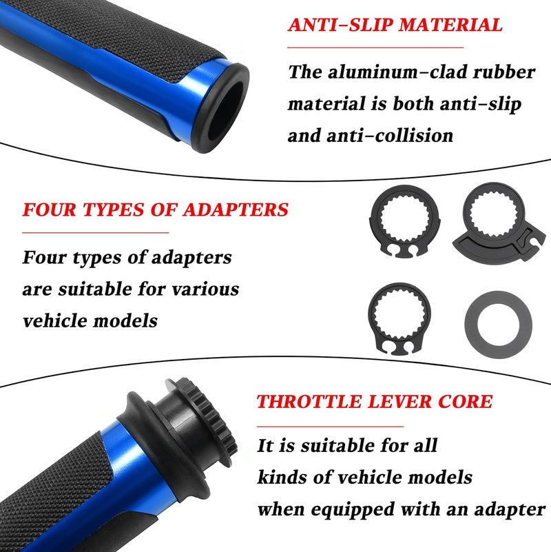 VUOZIP 7/8" 22mm Motorcycle Brake Lever Handlebar Master Cylinder Clutch Levers Left & Right Set + Hand Grips + Handlebar Ends Set for Harley Honda Kawasaki Suzuki Yamaha (Blue) - Image 3